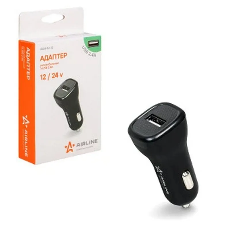 Автокөлік адаптері 1хUSB 2.1А, 12/24В